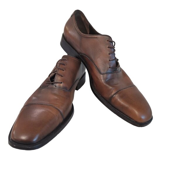 Salvatore Ferragamo Brown cognac sleek Leather Dress Shoes Men’s Size 11.5
